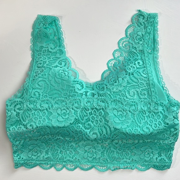 SEAMLESS STRETCH LACE BRA TOP REMOVABLE BRA PADS S/M L/XL NEW MINT PULL-ON - Picture 7 of 12